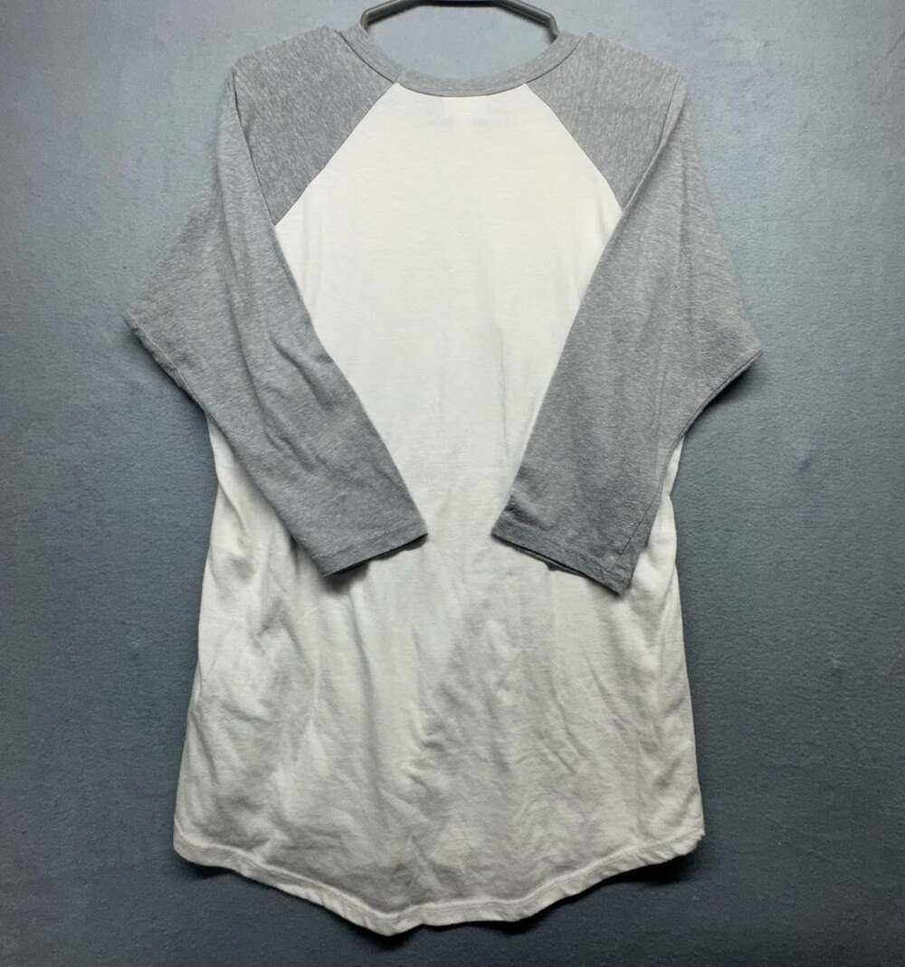 LuLaRoe Raglan Tee Size L Gray White 3/4 Sleeve Shirt